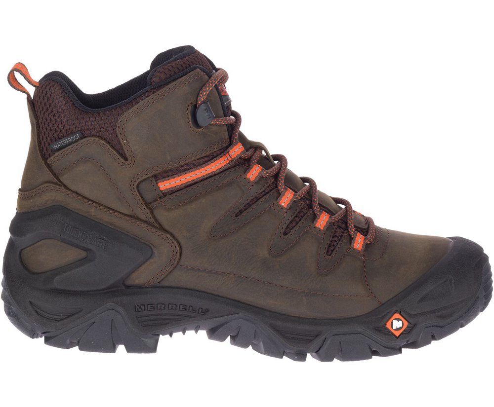 Botas Homem - Merrell Strongfield Couro 6" Waterproof Slip-Resistant - Marrom - UBY947850
